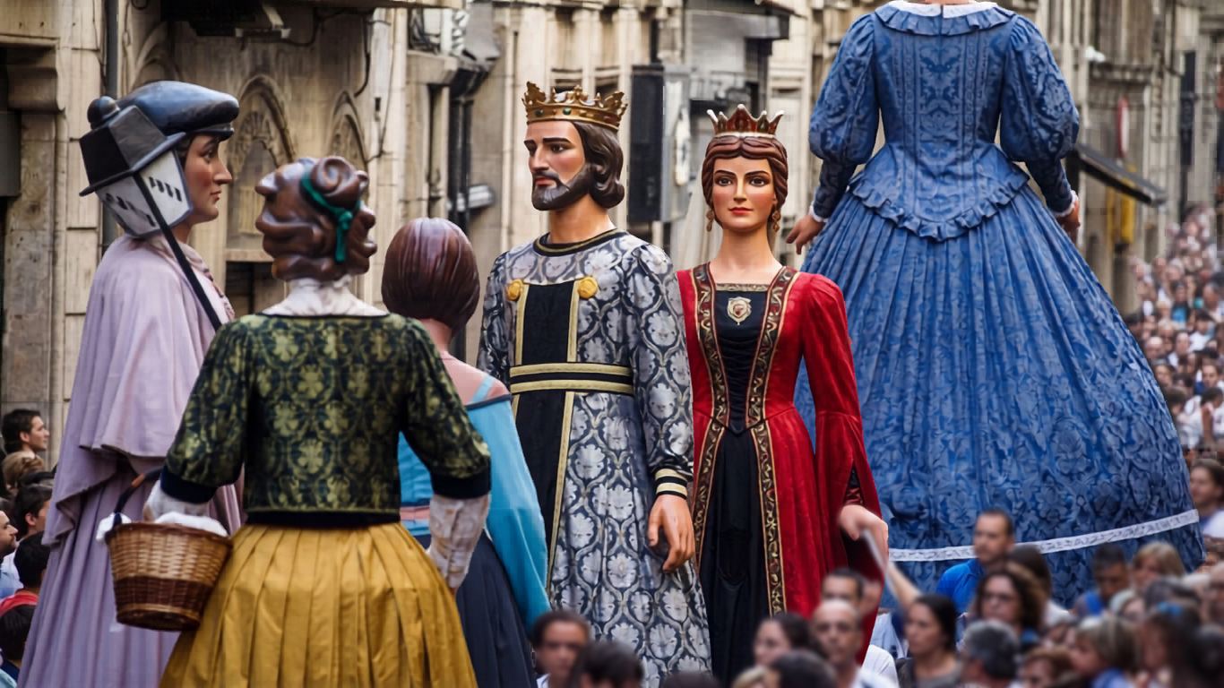 Gigants en un desfile de la Mercè en Barcelona